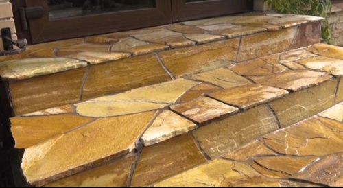 Плитняк златолит жёлтый золотистый для отмостки купить в Приморском крае